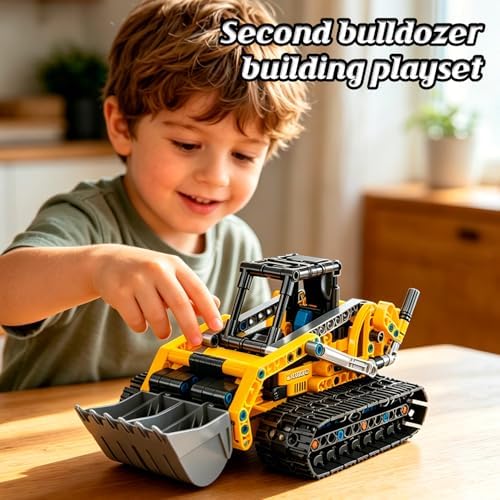 2-in-1 Excavator & Bulldozer Building Set, 399-Piece STEM Construction Vehicle Kit with Rotating Cab and Moving Arm, Creative Engineering Toy for Kids - Image 6
