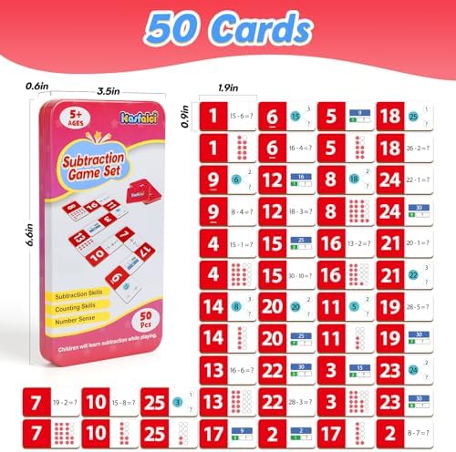 Kasfalci Subtraction Dominoes Set,Math Manipulatives Games for Kids,Counting Toys,Learning Games,Preschool Learning Activities,Homeschool Supplies,Kindergarten Classroom Must Haves,1st 2nd 3rd Grade - Image 5