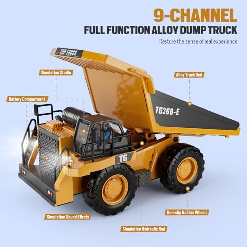 KIDMARKT Remote Control Construction Dump Truck Toy - Construction Toys Vehicle, Toys for Boys 3-5 4-7 8-12 Year Old Kids Christmas Birthday Gift - Image 2