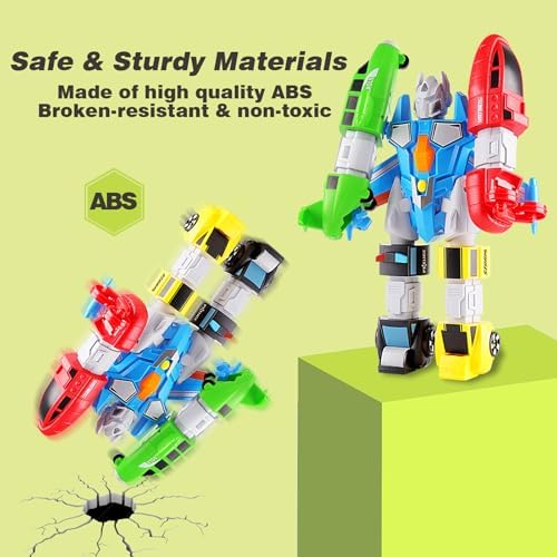 SOMMER 5-in-1 Magnetic Vehicles Toy Playset, Mix and Match STEM Stacking Assembling Car Kit with Storage Box, Transform into Robot, Birthday Gift for Toddler Kids 3 4 5 6 7 Year Old Boys Girls - Image 5
