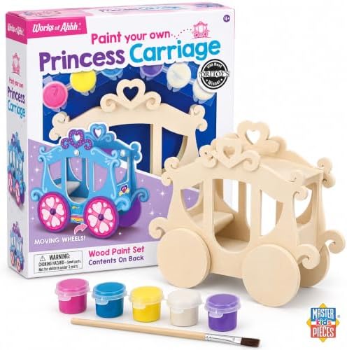 Works of Ahhh... Princess Carriage Wood Paint Kit - Classic Craft Set for Kids - Includes Paint, Glitter, Gem Stones - Ages 4+ - Princess Crafts & Carriage Toy - Image 2