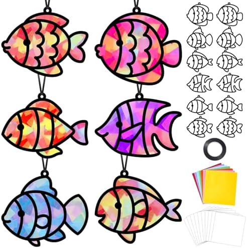 Qyeahkj 36Set Under The Sea Fish Suncatchers Crafts Kit for Kids by Qyeahkj