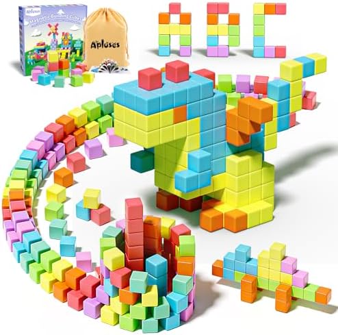 Apluses Magnetic Blocks for Kids Toys, Magnetic Building Cubes Toy for Sensory STEM Autism Education Preschool, Magnet Toys for 3 4 5 6 Year Old, Birthday Gifts Games for Boys Girls by MagneticBuildingBlocksfortodders