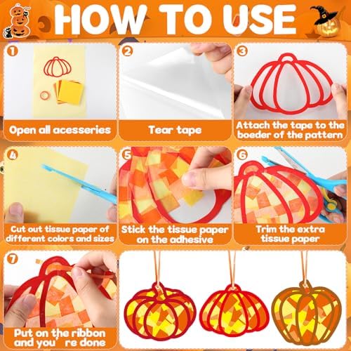 Qyeahkj 36 Set Fall Pumpkin Suncatchers Crafts Kit for Kids - Image 4