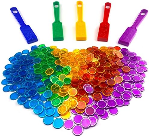 Magnetic Wands and Bingo Chips Game Tokens Educational STEM Kits for Learning, Sensory Bins, Science, Counting & Sorting 5-Pack & 500 Metal Chips by Dacefloy