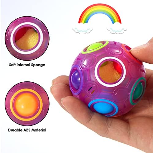 Vdealen Magic Rainbow Puzzle Ball, Fidget Ball Puzzle Brain Teaser Fidget Toy for Boys & Girls- Birthday Party Easter Valentines Christmas Stocking Stuffers for Kids Teen & Adults(Purple) - Image 3