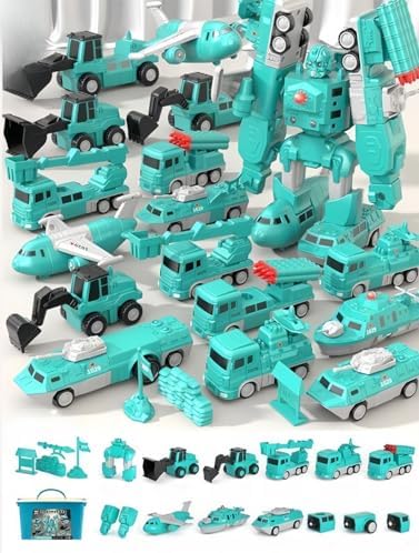 Magnetic Transform Engineering Car Assembled Toys with Storage Box, Magnetic Cars and Trucks for Kids, Magnetic Blocks for Toddlers,Outdoor Activities for Kids Ages 3-5 4-8 by KKPOT