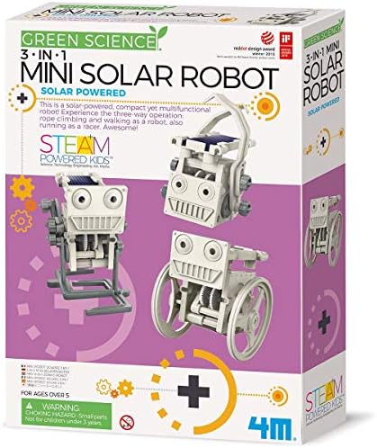 4M 3-In-1 Mini Solar Robot – STEM Toys DIY Green Science Eco-Engineering Building Kit Gift for Kids, 4M Mini Solar Robot 3 In 1 by 4M
