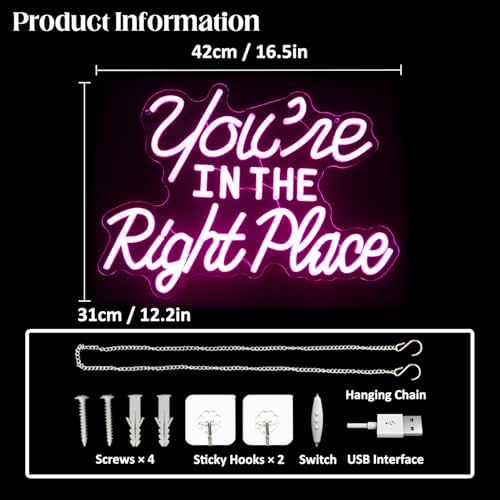 You're In The Right Place Neon Sign Letter LED Light for Gym Salon Decor - Image 3