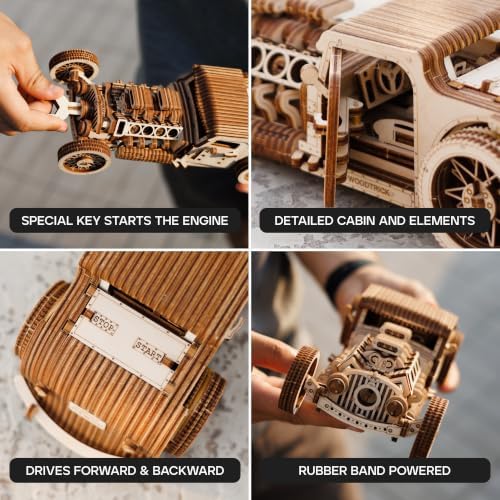 Wood Trick Hot Rod Car 3D Wooden Puzzles for Adults to Build - Image 4