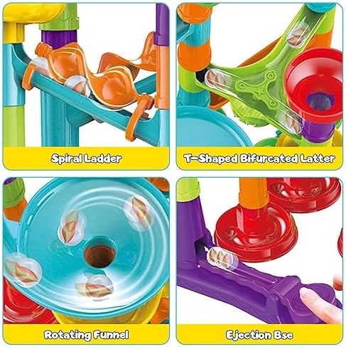 Toys for Boys 4-6 - Marble Runs 3D Maze Game DIY Educational Toys for Kids 5-7 Birthday Gift,Track Pipe Building Blocks Mini Glass Marbles for Kids,Toys for 3+ Year Old Boys Christmas (142PIECES) - Image 2