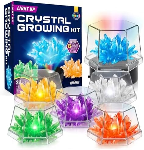 BenBen Light Up Crystal Growing Kit for Kids - Grow 6 Vibrant Crystals by WelcometoBenBen