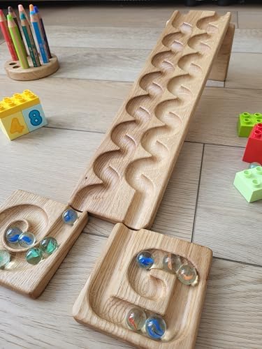 Wooden Marble Run Track “Wind” Race Machine Set Wooden Maze Board Ball Run Montessori Gift for Kids Wave Course Winding Track Toy - Image 6