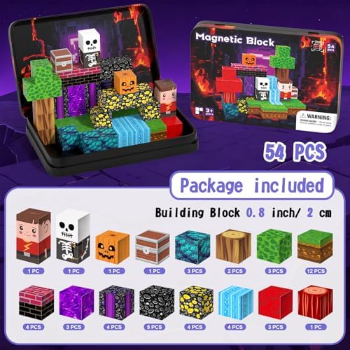 54PCS Travel Magnetic Blocks, Mini Magnet Toys for Kids,Magnetic Building Blocks Cube, Portable Magnetic Toys Set for kids 3-5, Stem Construction Stacking Toy 3+ Toddles Boys Girls Birthday Gifts - Image 2
