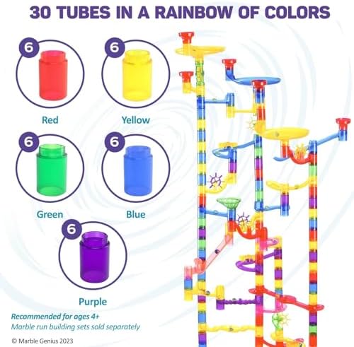 Marble Genius Tubes, 30pcs Marble Run Accessory Set for Kids Ages 4+, Fun Building & Learning Educational Construction Add-on Kit for Teens STEM - Image 3