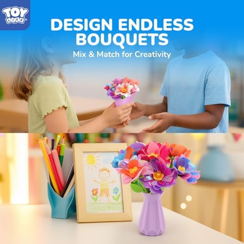 TOY Life DIY Flower Bouquet Craft Kit, Reusable Fabric, Ages 3-12 - Image 4