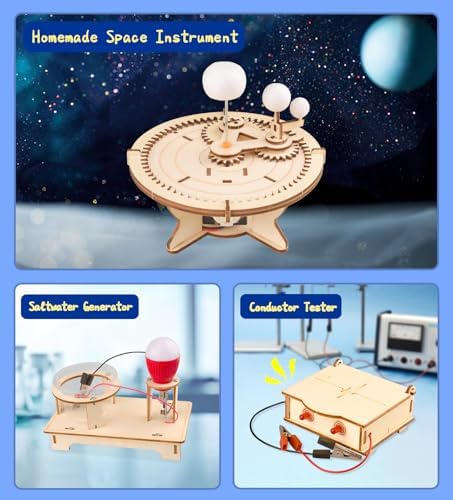 6-in-1 STEM Science Kits for Kids, Wood Arts and Craft Kits, STEM Toys for Boys Girls Age 8-12 5-7 8 10 12 13 14 Gift Idea, 3D Puzzles Building Engineering Model Set - Image 2