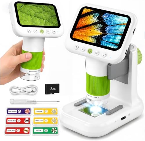 Kids Microscope with 1080P 4.3" Screen, 2-in-1 Desktop/Handheld Microscope by Unknown
