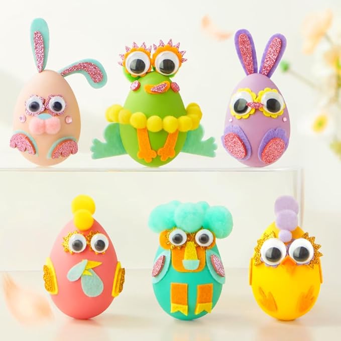 ROOCHKD Arts and Crafts for Kids, Set of 6 DIY Eggs Handcrafted Kit, Mess Free Toddlers Crafting Set Birthday Exchange Christmas Thank You Gifts for Boys and Girls, Art Supplies Stocking Stuffers