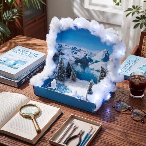 AmazingSpark 15 Pcs Polar Arctic Diorama Box Kit Habitat Project Box Set - Image 3