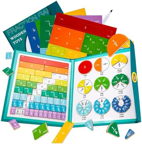 Magnetic Fraction Educational Puzzle Fraction Tiles and Circles, Equip Magnetic Score Disk Demonstrator,Math Manipulatives Enhance Early Primary School Students Mathematical Skills by DOCHENXIYU