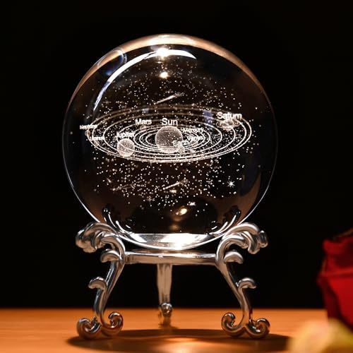 IFOLAINA 3D Solar System Crystal Ball 60mm Laser Engraved Glass Sphere by IFOLAINA