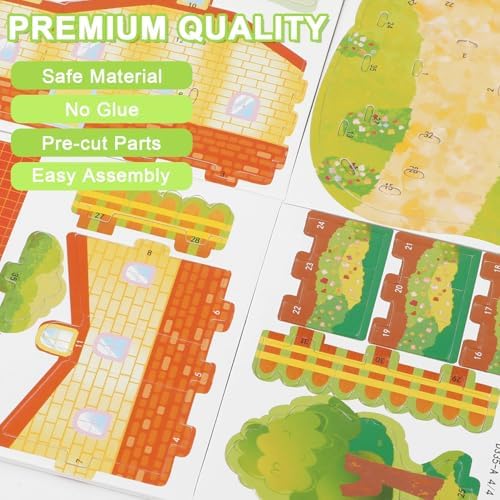 LOMIMOS 3D Cartoon Puzzles for Kids，6 House Building Kit Creative DIY Jigsaw Toys Paper Model for Art Crafts Birthday Party Favor Gifts. - Image 5