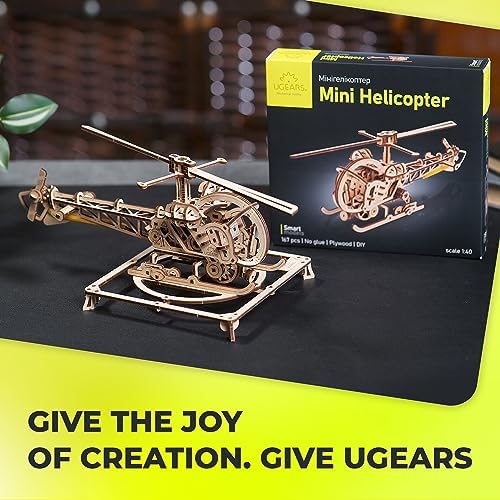 UGEARS Wooden 3D Puzzles for Adults - Easy Mini Helicopter Model Kit – Experience Aerial Innovation with Mechanical Puzzles DIY Kits for Adults - Ideal for Hobbyists, Aviation Enthusiasts - 167 Pcs - Image 6