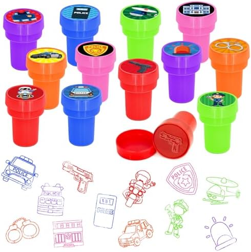 Cinrobiye 24 Pcs Police Stampers Party Favor Set, Cute Police Officer Stamps for Kids Birthday Party, Classroom Rewards, Police Themed Party Supplies, Goody Bag Fillers, Educational Pretend Play Toys by Cinrobiye