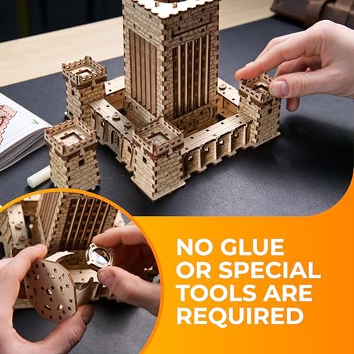Ugears Lighthouse of Alexandria, 3D Puzzle, 12.2-inch Height, Brown - Image 7