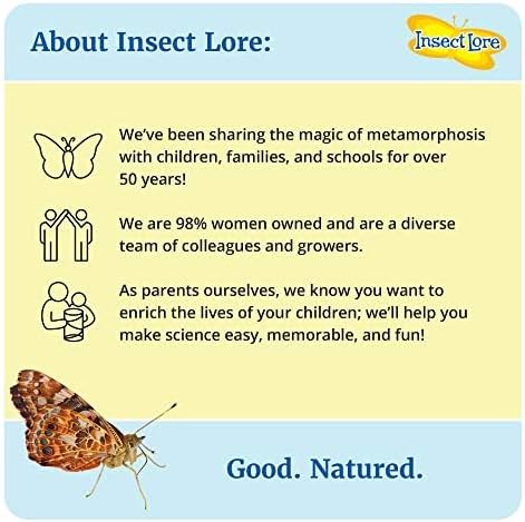 Insect Lore Butterfly Garden Gift Set 8" Habitat - Live Cup of 5 Caterpillars - Includes Stickers and Extras - Life Science & STEM Education Kit - Grow, Raise and Release Painted Lady Butterflies