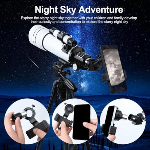 Telescope for Adults & Kids，70mm Aperture 400mm Astronomical Refractor Telescopes for Kids Beginners，with Adjustable Height Tripod，Moon Mirror, Bard Membrane，Phone Adapter, Carrying Bag - Image 6