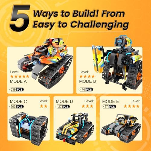 STEM Robot Building Kit with APP / Remote Control, 5 in 1 RC Robotic Car Toy for Kids Ages 8-12, Christmas Birthday Gifts for Boys Age 6 7 8 9 10 11 12+, DIY Build Set, Educational Science Projects - Image 6