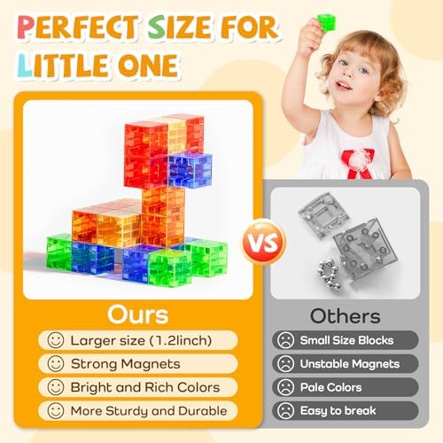 56PCS Transparent Magnetic Blocks for Kids Ages 3-5 Year Old Boys and Girls - Image 2