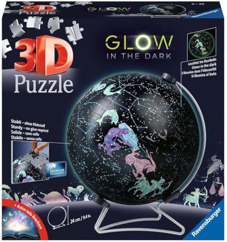 Ravensburger Puzzle-Ball Starglobe with Glow-in-the-Dark Edition: 180 Piece 3D Jigsaw Puzzle for Kids 11544 - Easy Click Technology Means Pieces Fit Together Perfectly by Ravensburger