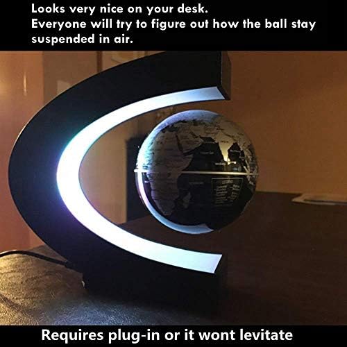 Magnetic Levitation,Petforu High Rotation C Shape Magnetic Suspension Maglev Levitation Globe with LED Lights for Learning Education Teaching Demo Home Office Desk Decoration(US Plug) - Black - Image 5