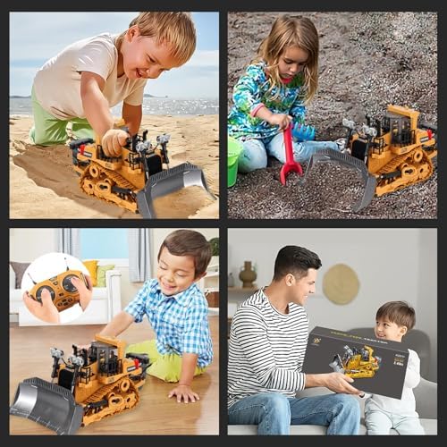 Remote-Controlled Bulldozer, a 9-Channel Toy Bulldozer, 2.4GHz, with Lights and Sound Effects, is The for Children Aged 6-11 and up - Image 6