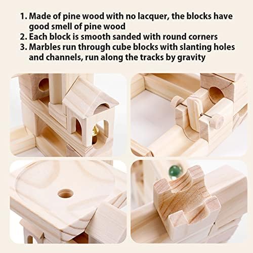 Wooden Marble Run for Kids, 80 Pieces Maze Construction Building Play Set - Image 3