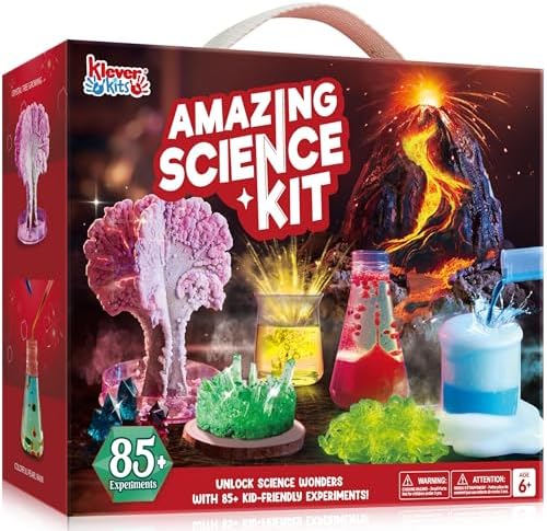Klever Kits Amazing Science Kits- 85+ Experiments Educational Toys, STEM Activities with Erupting Volcano and Growing Crystal Tree for Kids Aged 6 7 8+ by KleverKits