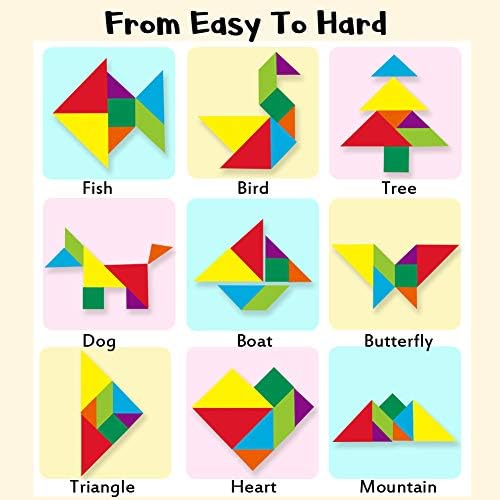 Beestech Wooden Tangram Puzzle Book, Travel Games for Kids in Car, Plane or Take Out for Restaurant, Educational Learning Puzzles Toys, On The Go Toys for Kids, Boys, Girls 3,4,5,6,7,8 Years Old - Image 4