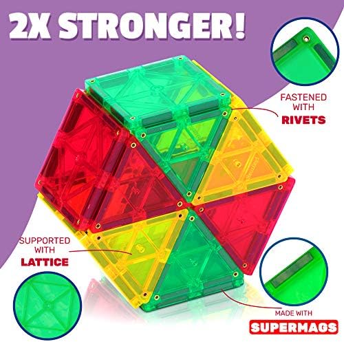 Playmags Magnetic Tiles Train Car Set for Kids - 55pcs Magnet Building Blocks Accessory Set with 4 Cars - Durable Creative STEM Learning Toys for Boys, Girls & Toddlers - Image 3
