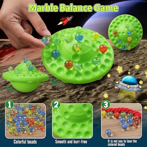 Marble Game & Balance Game for Kids - 60 Premium Glass Marbles, Strategy Fun Toy for 1-4 Players, Ready to Play Out of The Box 8 Years Old - Image 4