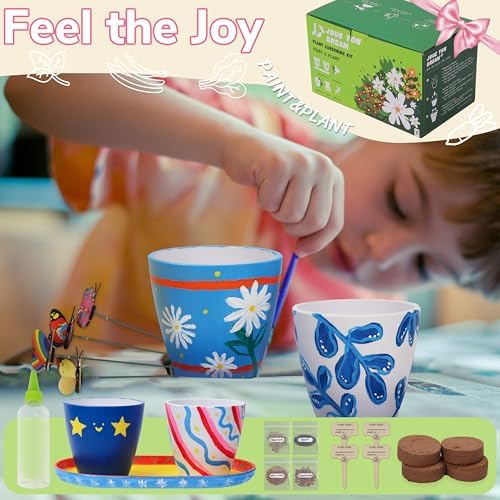 Paint & Plant Flower Gardening Kit with 4 Pots - Kids Gardening Set Ages 8-12, Spring Arts & Crafts Activities Kits, Educational Birthday/Easter Gifts for Boys & Girls Ages 5 6 7 9 10 11 - Image 5
