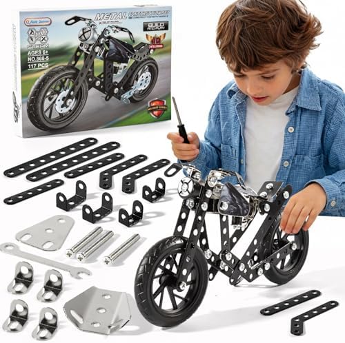 Volico Motorcycle Metal Model Kits - 117 Pcs Motobike Building STEM Kits, Assembly Motocross Toys Sets for Boy and Adults by Unknown