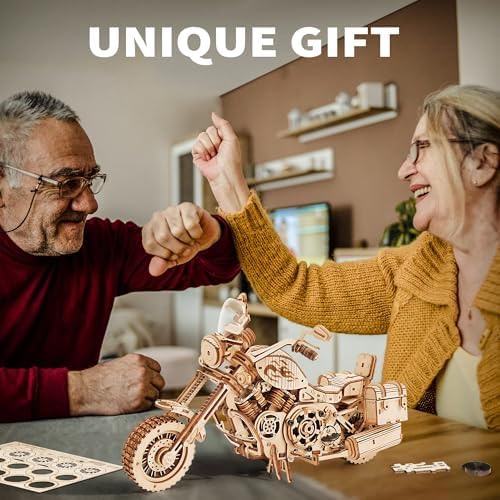 ROKR 3D Wooden Puzzles for Adults 1:8 Scale Motorcycle Model Car Kits to Build - DIY Wood Craft Hobbies for Adults/Men/Women Cool Gifts Home Decor - Image 5