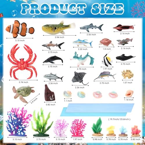 Gerrii 39 Pcs Ocean Animals Figurines Sea Life Set Cake Toppers Decor - Image 2