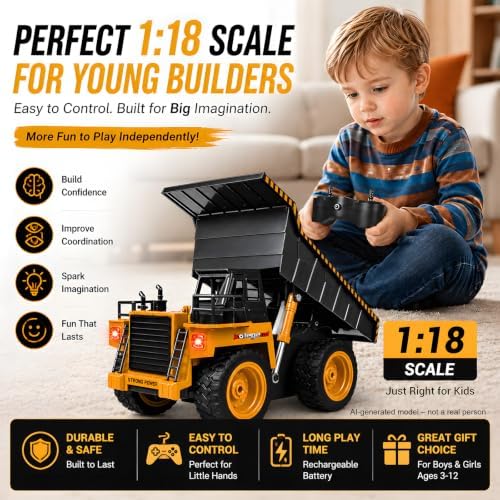 kolegend Remote Control Dump Truck RC Truck Construction Vehicle Truck Toys with Rechargeable Battery for Toddlers Kids Boys and Girls - Image 6