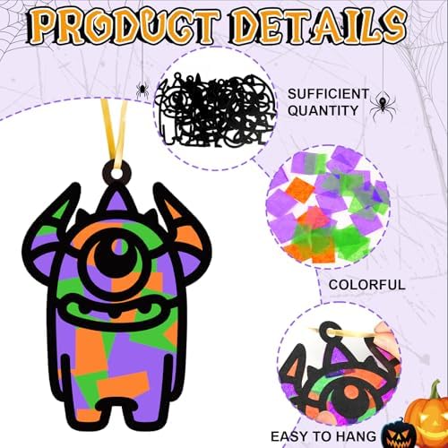 Qyeahkj 36Set Halloween Monster Suncatchers Crafts Kit for Kids - Image 3