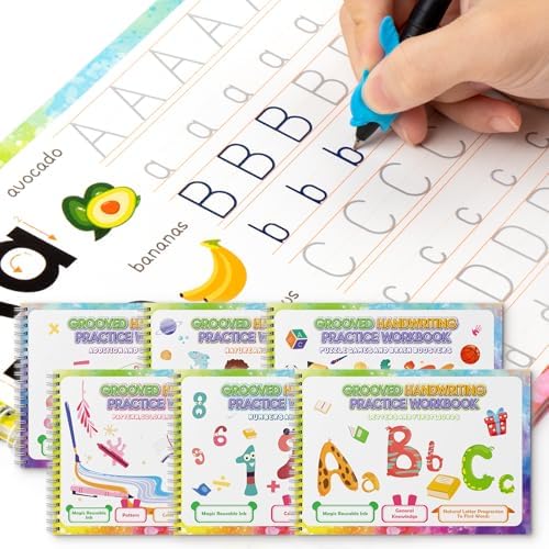 6-Pack Magic Grooved Writing Practice Books Kids 3+ by QIANSHOUYAN
