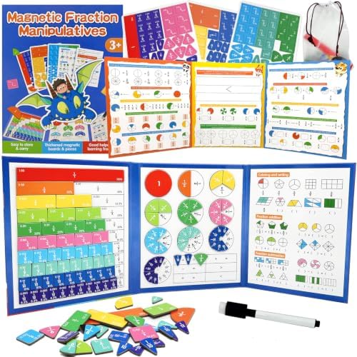 Magnetic Fraction Puzzle Set, Fraction Tiles, Math Manipulatives by CABVIP